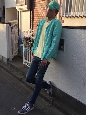 「デニムスキニーパンツ」｜カフェ　さん（メンズ・188cm）の春コーディネート