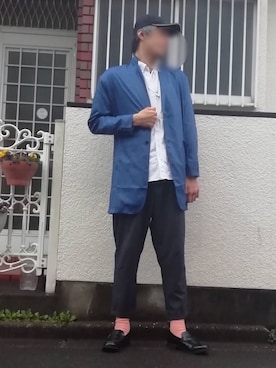 「MinoriTY（マイノリティ）のアイテム（チェスターコート）」を使った、カフェ　さん（メンズ・188cm）の春コーディネート