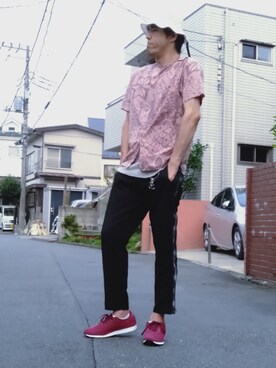 「MYE-DO'（マイ・ドゥ）のアイテム」を使った、カフェ　さん（メンズ・188cm）の夏コーディネート