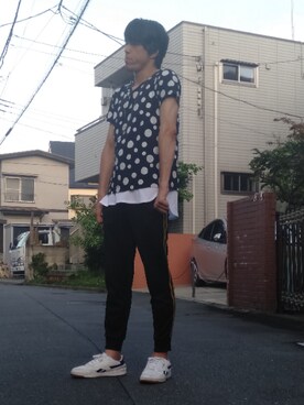 「ROCK STE（ロクステ）のアイテム」を使った、カフェ　さん（メンズ・188cm）の夏コーディネート