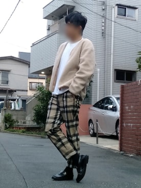 「スウェットトップス」｜「アイテム（ノーカラージャケット）」を使った、カフェ　さん（メンズ・188cm）の秋コーディネート