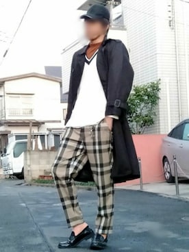 「neos（ネオス）のアイテム（トレンチコート）」を使った、カフェ　さん（メンズ・188cm）の秋コーディネート