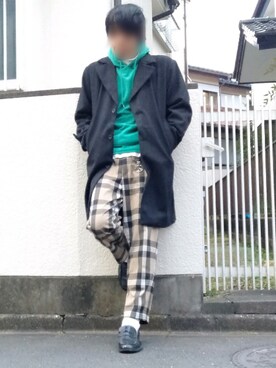 「ベロアパーカー」｜カフェ　さん（メンズ・188cm）の冬コーディネート