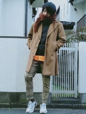 「ソックス」｜「アイテム（チェスターコート）」を使った、カフェ　さん（メンズ・188cm）の冬コーディネート