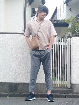 「アイテム（スラックス）」を使った、カフェ　さん（メンズ・188cm・30代）の春コーディネート