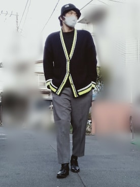 「コロナに負けない」｜カフェ　さん（メンズ・188cm）の冬コーディネート