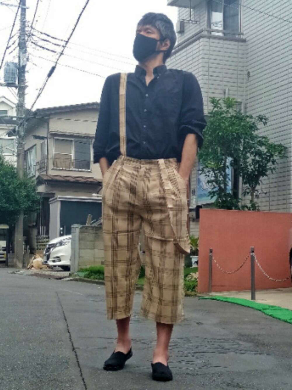 「お洒落さんとつながりたい、シャツ、ルーズシルエットスラックスパンツ、MBマスクコード、リング、ベルトリング、エスパドリーユ、いいね、save、フォローお願いします🤑、オトナカジュアル」｜「ROOPTOKYOのプレーン/バイカラーリング（リング、シルバー系）」を使った、カフェ　さん（メンズ・188cm）の夏コーディネートの1枚目の写真