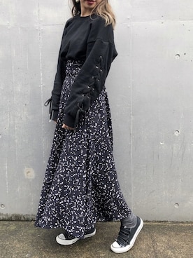 「CONVERSE TOKYO（コンバーストウキョウ）のアイテム（スウェット）」を使った、chisaさん（レディース・164cm）の春コーディネート