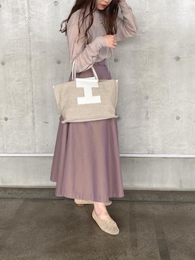 「ADAM ET ROPE'（アダムエロペ）のメッシュフラットシューズ（バレエシューズ）」を使った、chisaさん（レディース・164cm）の春コーディネート