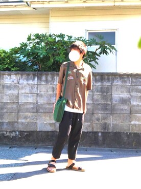 「Lee（リー）のアイテム（サンダル）」を使った、えーと ☘🐝さん（メンズ・170cm）の夏コーディネート