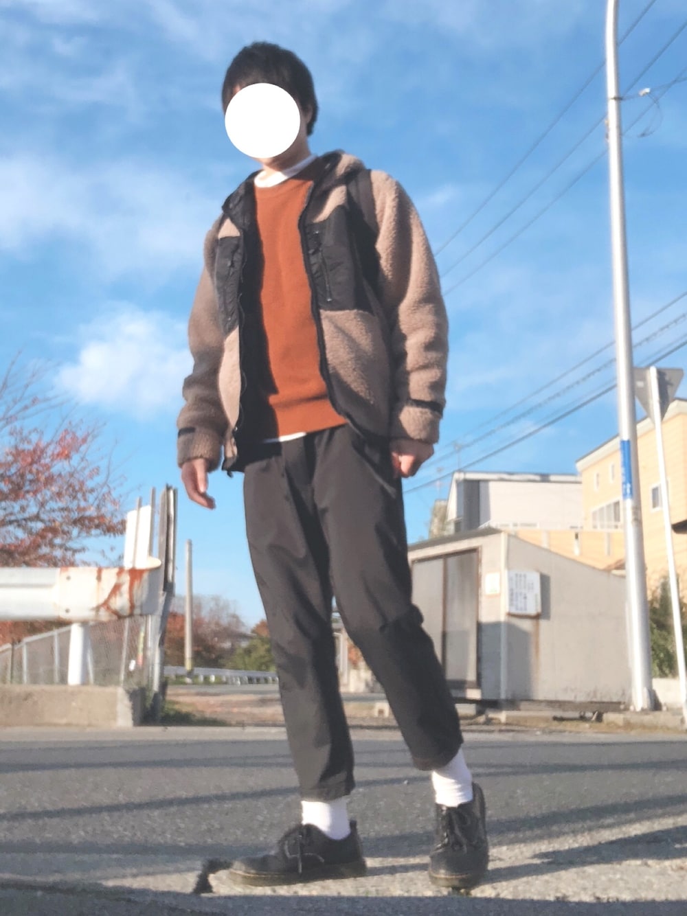 「ボア、ボアブルゾン、秋のコーデ、シンプルコーデ、お洒落さんとつながりたい、今日のコーデ、プチプラ、ユニクロ、GU、DOOPZ」｜「DOOPZのDOOPZ　ボアフードブルゾン（ブルゾン、ベージュ系）」を使った、えーと ☘🐝さん（メンズ・170cm）の秋コーディネートの1枚目の写真