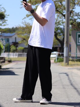 「Hanes」｜「アイテム（アナログ腕時計）」を使った、えーと ☘🐝さん（メンズ・169cm）の春コーディネート