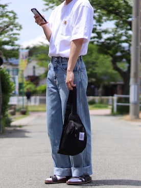 「Lee（リー）のアイテム（サンダル）」を使った、えーと ☘🐝さん（メンズ・169cm）の春コーディネート