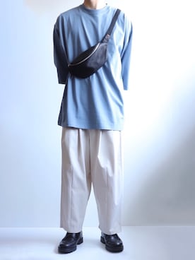 「くすみカラー」｜「アイテム（ボディバッグ/ウエストポーチ）」を使った、えーと ☘🐝さん（メンズ・170cm）の夏コーディネート