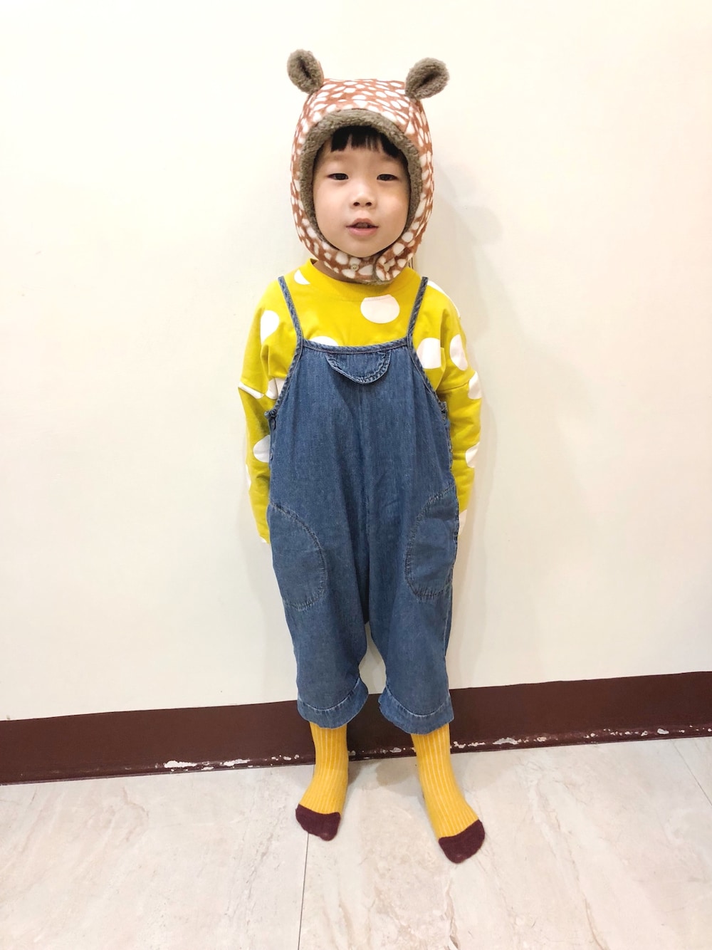 「王好好、奔跑吧寶貝、台灣、男の子、子供服、baby、boy、Taiwan、taiwankid、Taiwan, Taipei」｜「FB搜尋奔跑吧寶貝のアイテム（つなぎ/オールインワン、ブルー系）」を使った、米奇寶包さん（キッズ・100cm）の冬コーディネートの1枚目の写真