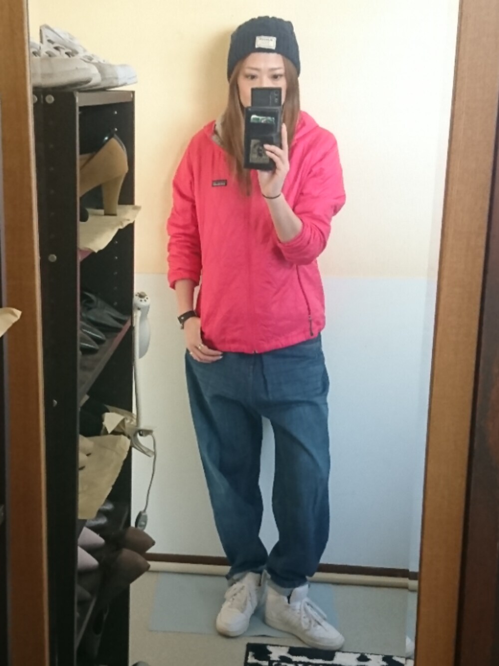 「patagonia、ピンク」｜「patagoniaのアイテム（ジャケット/アウター、ピンク系）」を使った、 yukiさん（レディース・168cm）の冬コーディネートの1枚目の写真
