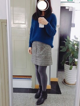 「アイテム（ピアス（両耳用）、ブルー系）」を使った、biscuitsさん（レディース・167cm）の冬コーディネート