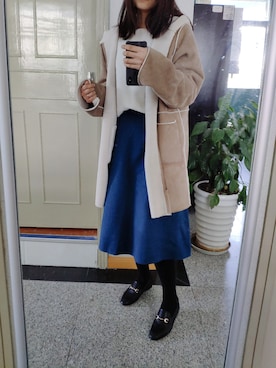 「niko and...（ニコアンド）のアイテム（ムートンコート）」を使った、biscuitsさん（レディース・167cm）の冬コーディネート