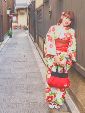 「着物」｜「アイテム（腕時計）」を使った、kahoさん（レディース・151cm）の冬コーディネート