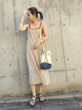 「teva」｜「アイテム（ジャンパースカート）」を使った、KKさん（レディース・160cm）の夏コーディネート