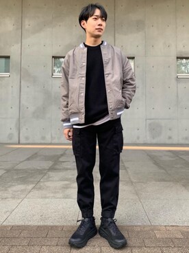 「Champion（チャンピオン）のアイテム（ブルゾン）」を使った、近藤 陵さん（メンズ・168cm）の冬コーディネート