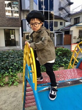 「オールドスクール」｜「アイテム（福袋/福箱）」を使った、MAOKICHIさん（キッズ・90cm）の秋コーディネート