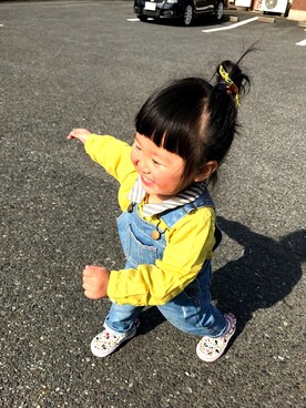 「2歳5ヶ月」｜「アイテム（サロペット/オーバーオール）」を使った、ひーとゆーさん（キッズ・80cm）の春コーディネート
