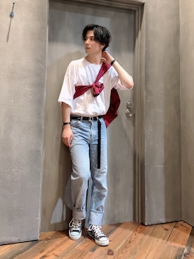 「CONVERSE（コンバース）のconverse コンバース ALL STAR HI オールスター ハイ 3206 BLACK(US)（スニーカー）」を使った、rokiさん（メンズ・172cm・20代）の夏コーディネート