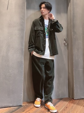 「UNION STATION（ユニオンステーション）のコーデュロイシェフパンツ（その他パンツ）」を使った、rokiさん（メンズ・172cm）の夏コーディネート