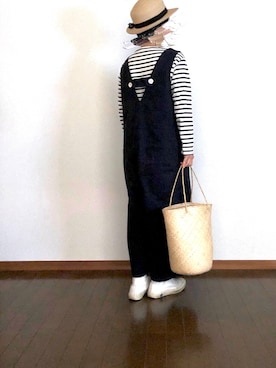 「低身長」｜「アイテム（サロペット/オーバーオール）」を使った、bowさん（レディース・150cm）の春コーディネート