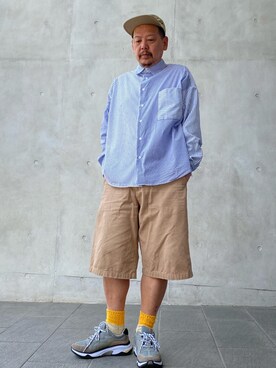 「TIMELY WARNING（タイムリーワーニング）のアイテム（トップス）」を使った、ザッキローニさん（メンズ・172cm）の夏コーディネート