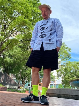 「コムデギャルソンオムプリュス」｜「アイテム（帽子）」を使った、ザッキローニさん（メンズ・172cm）の夏コーディネート