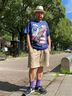 「THE MOUNTAIN（ザマウンテン）のアイテム」を使った、ザッキローニさん（メンズ・172cm）の夏コーディネート