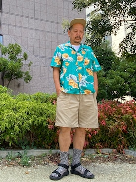 「アロハシャツ」｜ザッキローニさん（メンズ・172cm）の夏コーディネート
