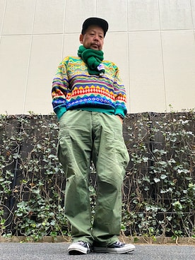 「Saturdays NYC（サタデーズ ニューヨークシティ ）のアイテム（キャップ）」を使った、ザッキローニさん（メンズ・172cm）の冬コーディネート