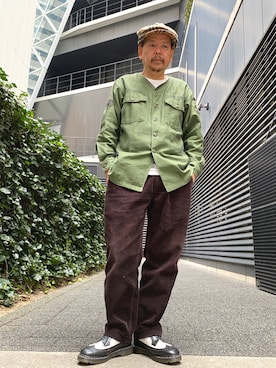 「バーバリー」｜「アイテム（ハンチング/ベレー帽）」を使った、ザッキローニさん（メンズ・172cm）の冬コーディネート