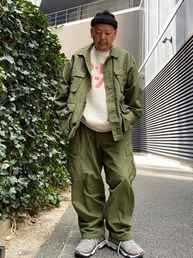 「アイテム（ミリタリージャケット）」を使った、ザッキローニさん（メンズ・172cm）の春コーディネート