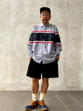 「INHERIT（インヘリット）のアイテム（パンツ）」を使った、ザッキローニさん（メンズ・172cm）の春コーディネート
