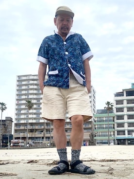「INHERIT（インヘリット）のアイテム（パンツ）」を使った、ザッキローニさん（メンズ・172cm）の春コーディネート