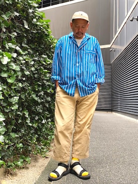 「パジャマ」｜「アイテム（帽子）」を使った、ザッキローニさん（メンズ・172cm）の春コーディネート