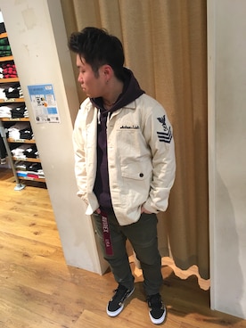 「TYPE BLUE（タイプブルー）のアイテム（ジャケット/アウター）」を使った、三品文哉さん（メンズ・163cm）の冬コーディネート