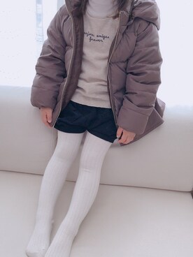 「petit main（プティマイン）のアイテム（ダウンジャケット/コート）」を使った、ars.k♡aさん（キッズ・100cm）の冬コーディネート