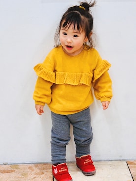 「MIKI HOUSE（ミキハウス）のアイテム（ブーツ）」を使った、yukiさん（キッズ・90cm）の冬コーディネート