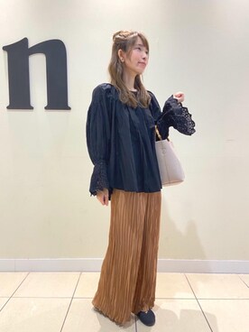 「coen（コーエン）のローンピンタックスモックブラウス（シャツ/ブラウス）」を使った、coenいーちゃんさん（レディース・158cm）の秋コーディネート