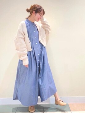 「USAコットン」｜「アイテム（シャツワンピース）」を使った、coenいーちゃんさん（レディース・158cm）の春コーディネート