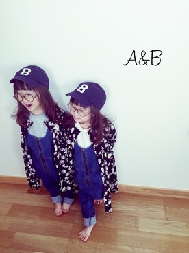 「アイテム（シャツワンピース）」を使った、A&Bさん（キッズ・100cm）の春コーディネート