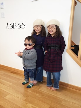「アイテム（シャツワンピース）」を使った、A&Bさん（キッズ・100cm）の秋コーディネート