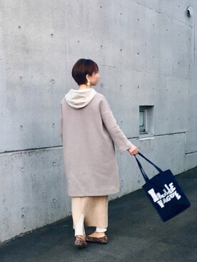 「無印良品（ムジルシリョウヒン）のアイテム（ノーカラージャケット）」を使った、moko𓅺𓏧さん（レディース・157cm）の冬コーディネート