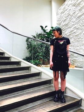 「DIESEL（ディーゼル）のWOMEN'S レイヤードミニワンピース（ワンピース、ブラック系）」を使った、Lily(りりー)さん（レディース・160cm）の冬コーディネート