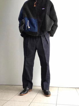 「gilet（ジレ）のアイテム」を使った、sinoさん（メンズ・179cm）の冬コーディネート